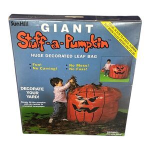 Vintage 1989 Sun Hill Giant Stuff A Pumpkin Halloween Leaf Bag 114 Gallons *New